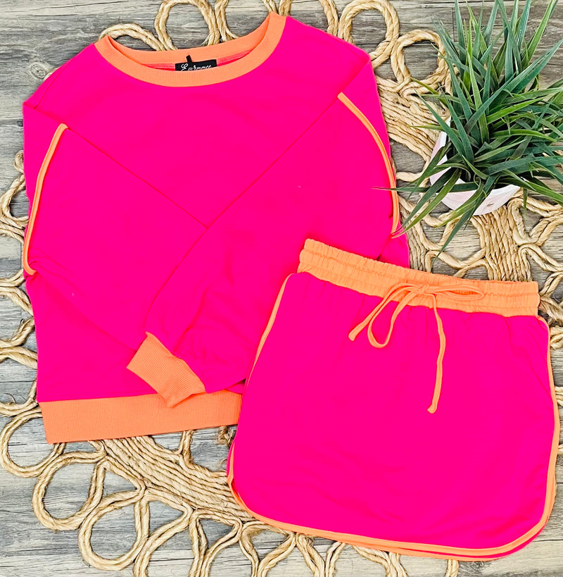 Evermmee Pink and Orange Skort Set - Mini Mee Boutique