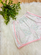 Girl’s Mixed Print Shorts with Pink Trim