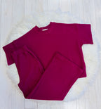 Women’s Zenana Burgundy Ribbed loose fit set