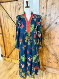 Women’s Jodifl V Neck Navy Floral Long Sleeve Dress- True to Size