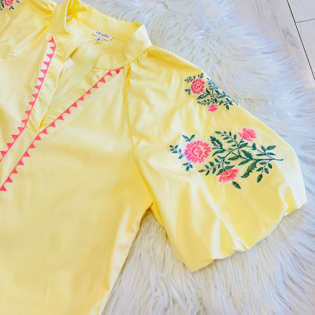 Women’s Jodifl Yellow Floral Embroidered Top