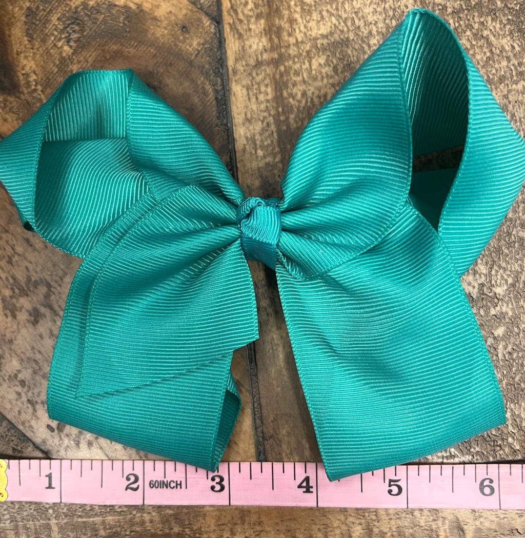 Hair Bow 6” Alligator Clip - Teal