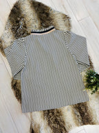 Women’s Black Stripe Button Down Long Sleeve Top by Jodifl- True to Size