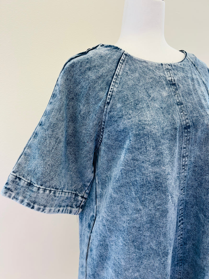 Swing Hem Denim Dress with Pockets