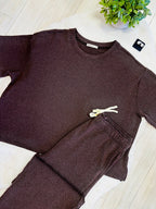 Women’s Zenana Brown Ribbed Set