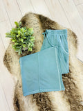 Women’s Ash Blue Wide Leg Crop/Petite Pants by Zenana- True to Size