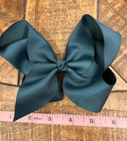 Hair Bow 6” Alligator Clip - Forest Green
