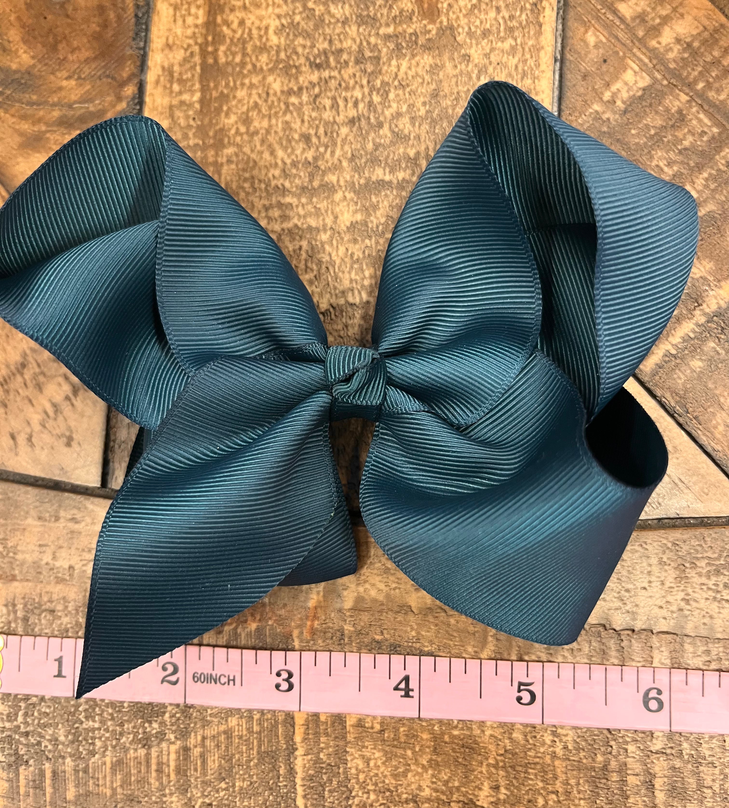 Hair Bow 6” Alligator Clip - Forest Green