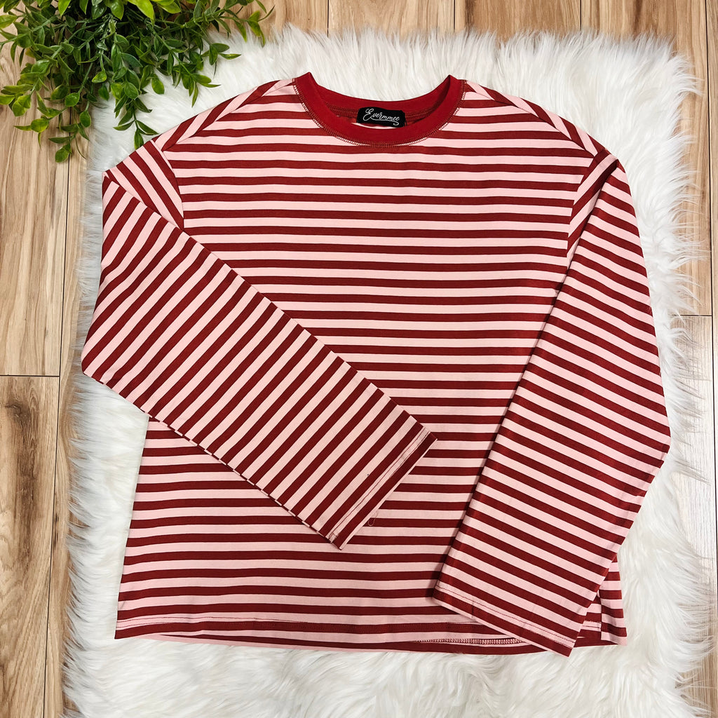 Women’s Burgundy Stripe Short Set