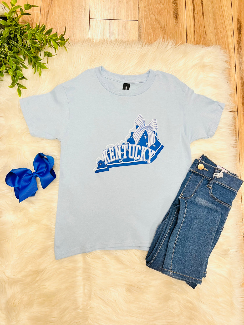 Girl’s Light Blue Kentucky Bow Graphic Tee