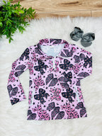 Girl’s Halloween Quarter Zip Pink Pant Outfit