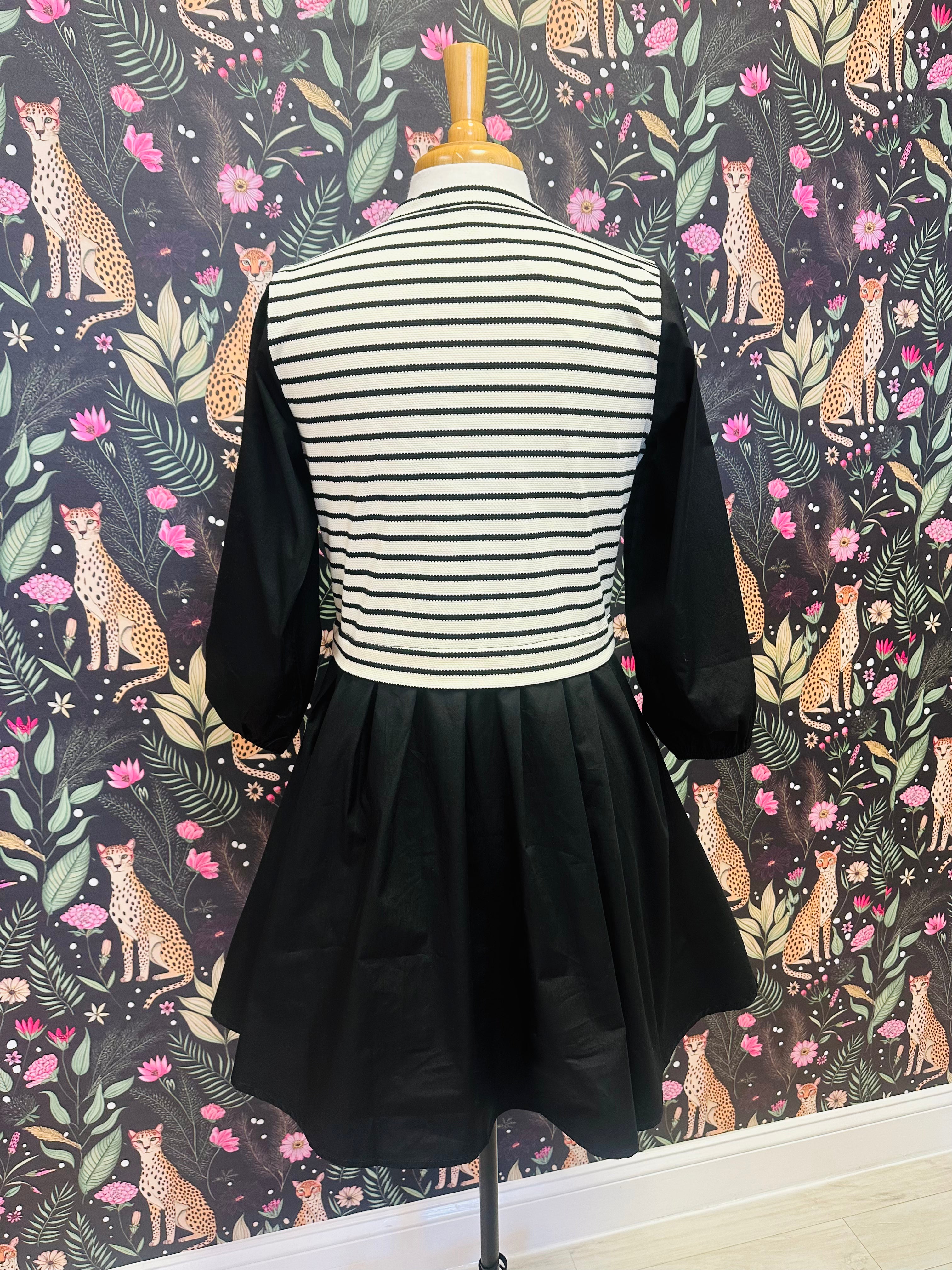 Women’s Jodifl Black and White Stripe Dress with Bows