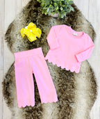 Girls Pink Scalloped Outfit