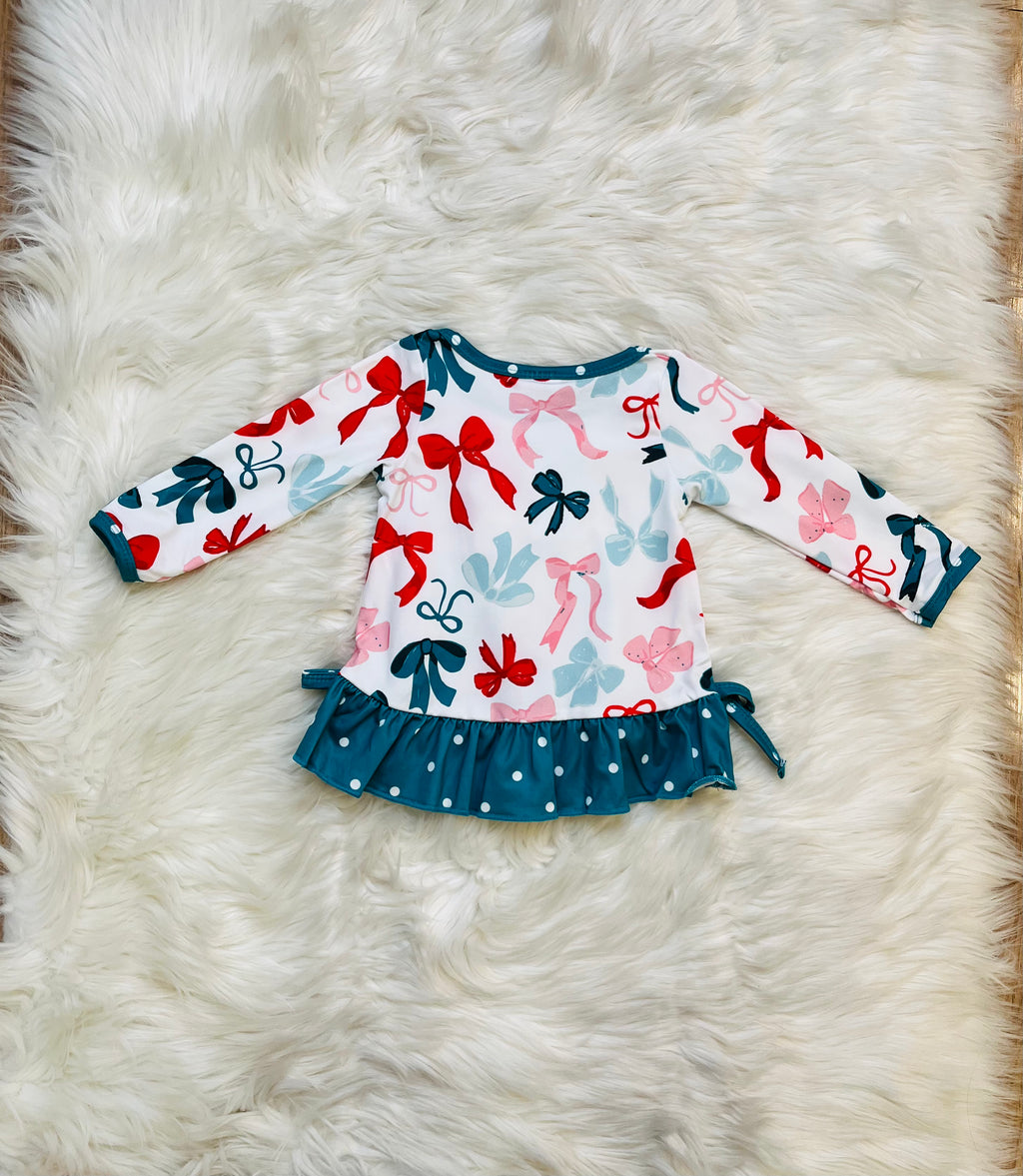 Girl’s Red and Green Bow Set