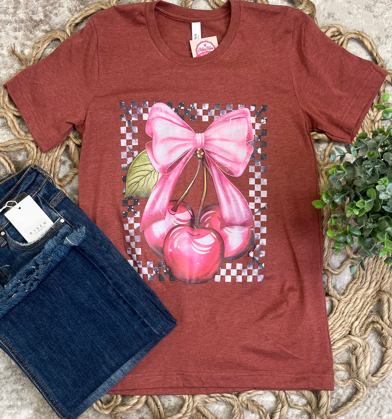 Bow cherry tee - Mini Mee Boutique