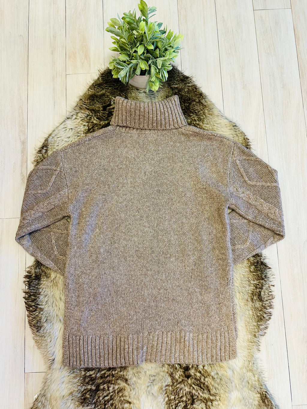 Women’s Evermmee Tan Turtle Neck Sweater Top- True to Size