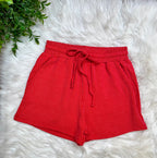 Women’s Zenana Red Ribbed Short Set