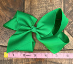 Hair Bow 6” Alligator Clip - Kelly Green