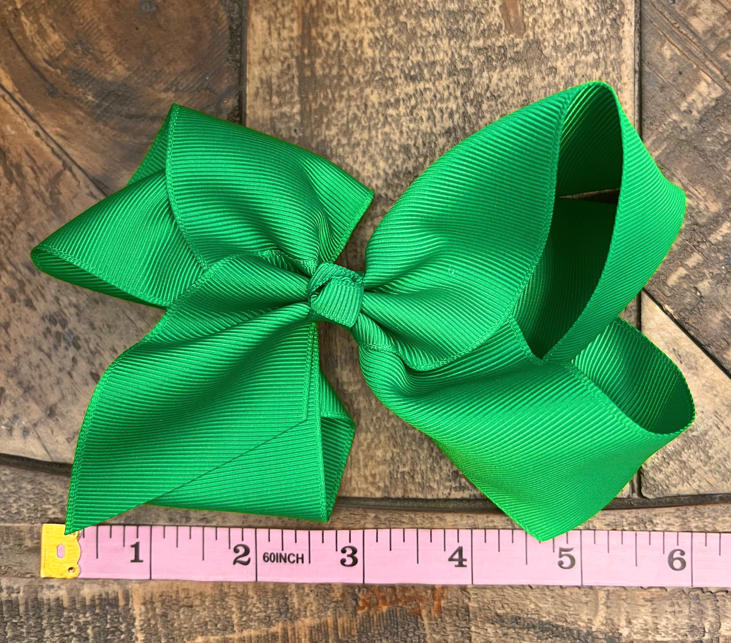 Hair Bow 6” Alligator Clip - Kelly Green
