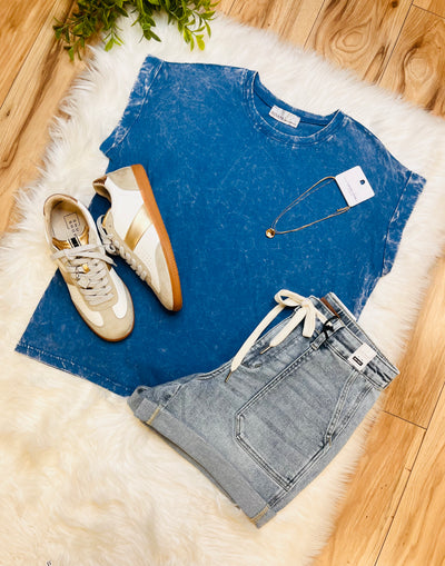 Zenana Crinkle Washed Round Neck Short Sleeve Tee’s