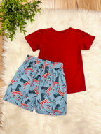 Boy’s American Flag Dinosaur Short Set