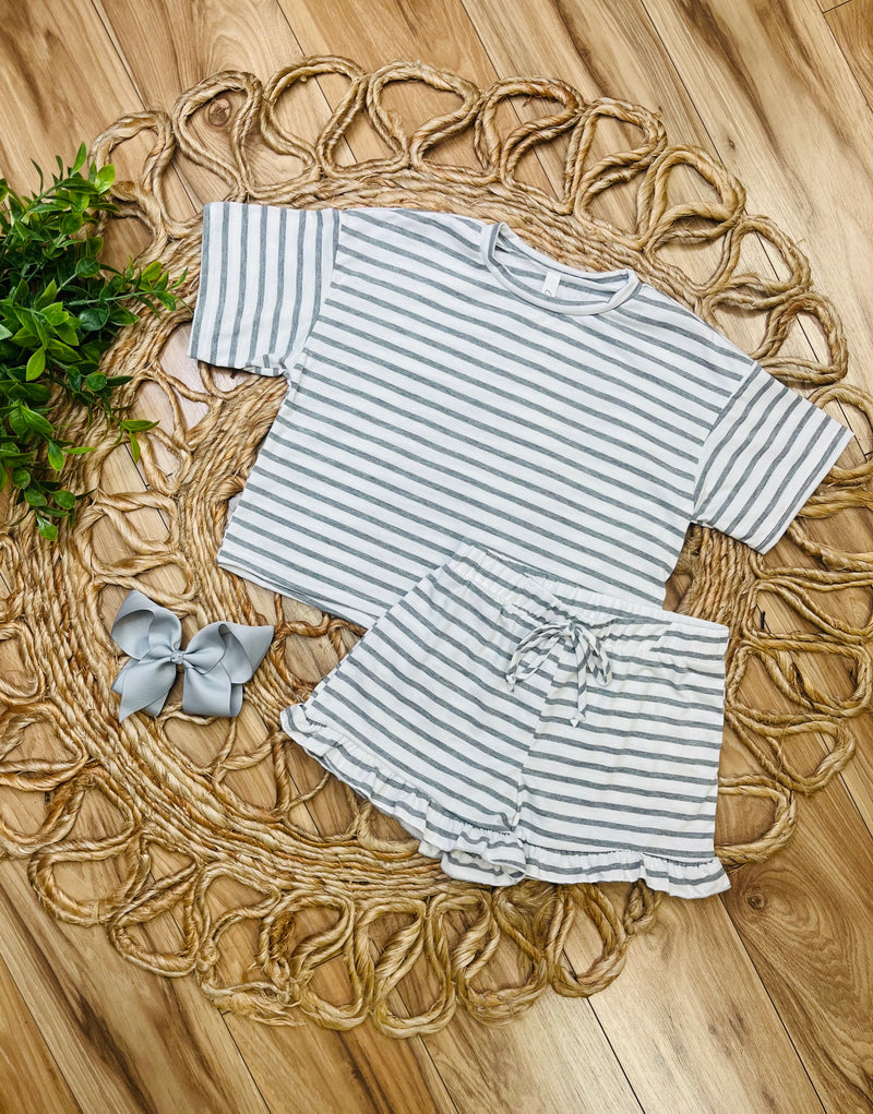 Heather Grey Striped Short Set by Good Girl