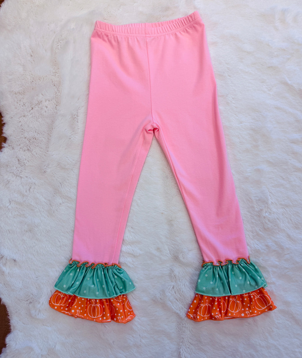Girls Pumpkin Princess Polka Dot Ruffle Pant Outfit