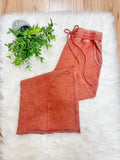 Women’s Zenana Rust Wide Leg Acid Wash Pants- Oversized