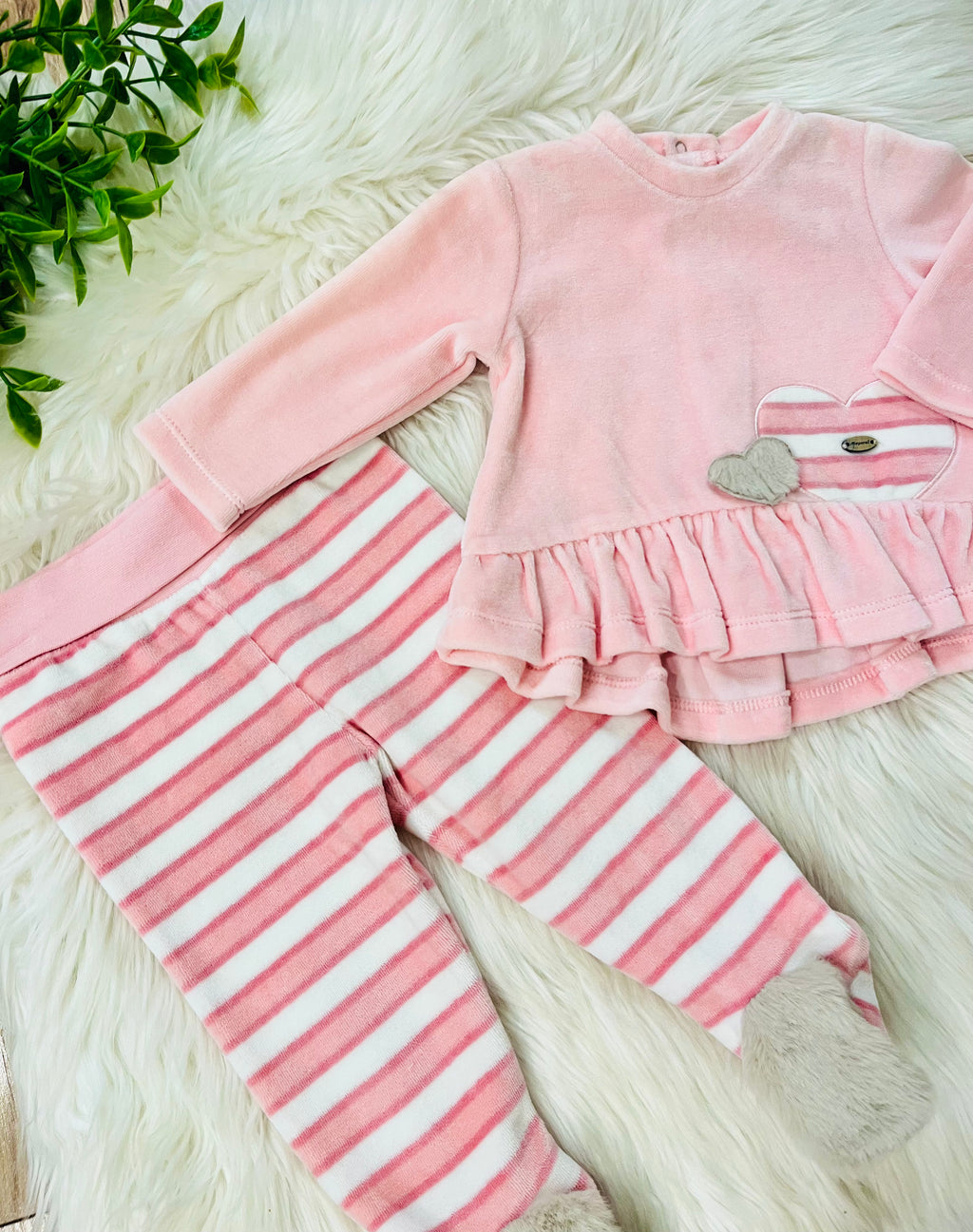 Girl’s Mayoral Pink Stripe Heart Pant Outfit