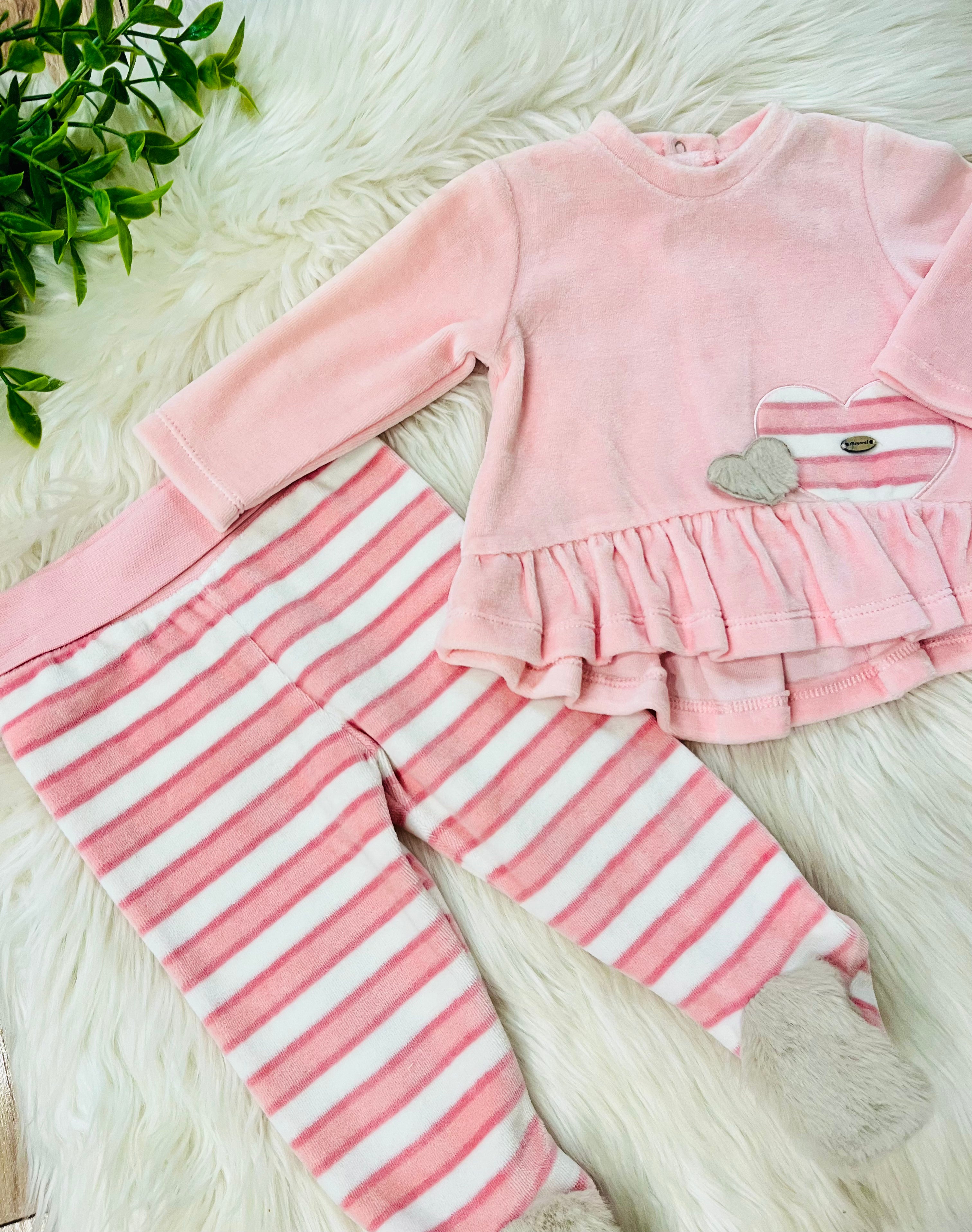 Girl’s Mayoral Pink Stripe Heart Pant Outfit