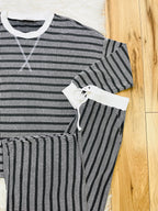 Women’s Zenana Black Striped Ribbed Pant Set