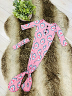 Girl’s Pink Castle Knotted Gown with Matching Headband Set