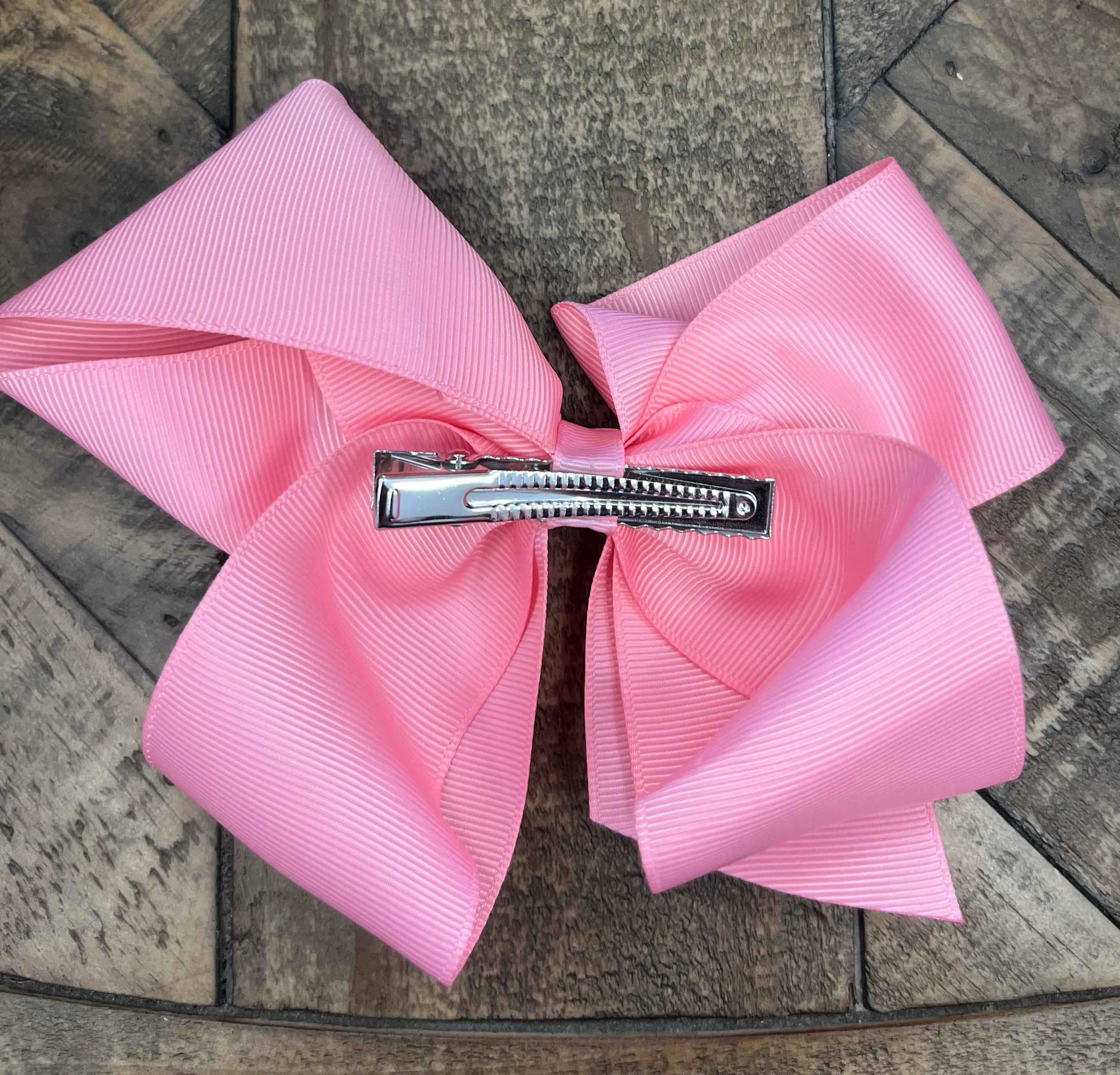 Hair Bow 6” Alligator Clip - Light Pink