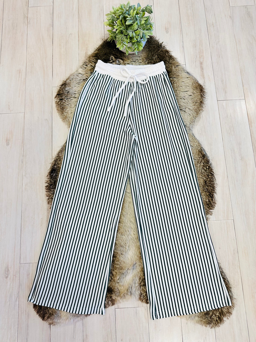 Stained Women’s Zenana Dark Green Striped Collared Set