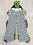 Stained Women’s Zenana Dark Green Striped Collared Set