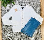 Women’s Love Tree Ivory Gold Button Up Sweater Top- True to Size