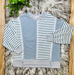 Women’s Very J Denim Blue and Cream Stripe Patch Top