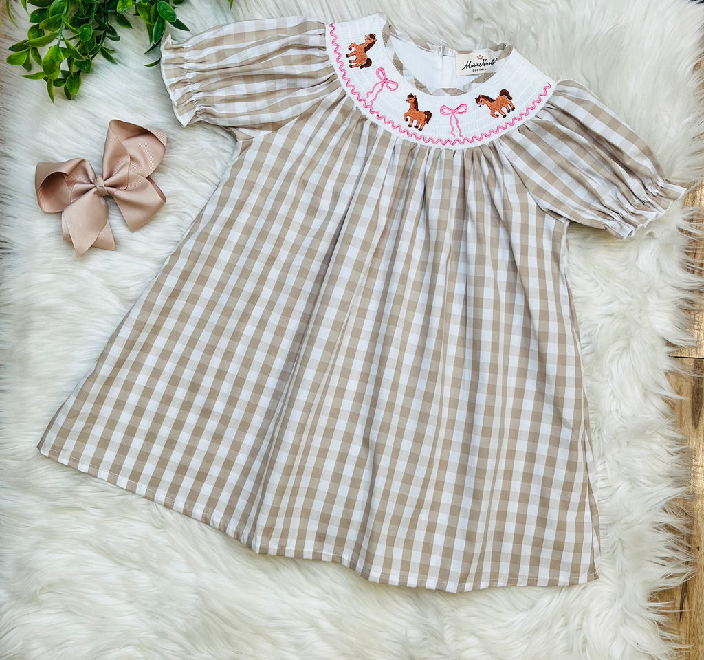 Girl’s Little Pony Smocked Dress
