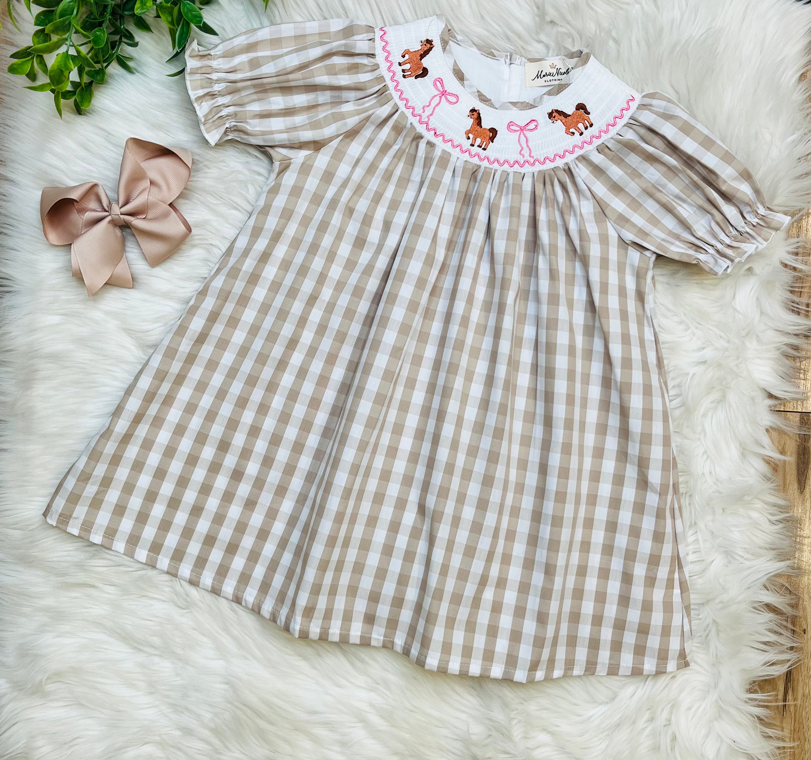 Girl’s Little Pony Smocked Dress