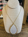 Women’s Gold and Silver Pennant Dangling Necklace