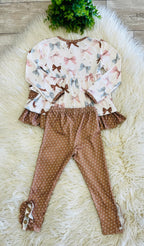 Girl’s coquette beige Ruffle outfit