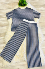 Women’s Zenana Navy Ribbed Drop - Shoulder Two Piece Set