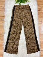 Women’s Anniewear Cheetah Print Pants with Black Stripe Detail- True to Size