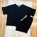 Women’s Black Ribbed Top and Drawstring Pant Set