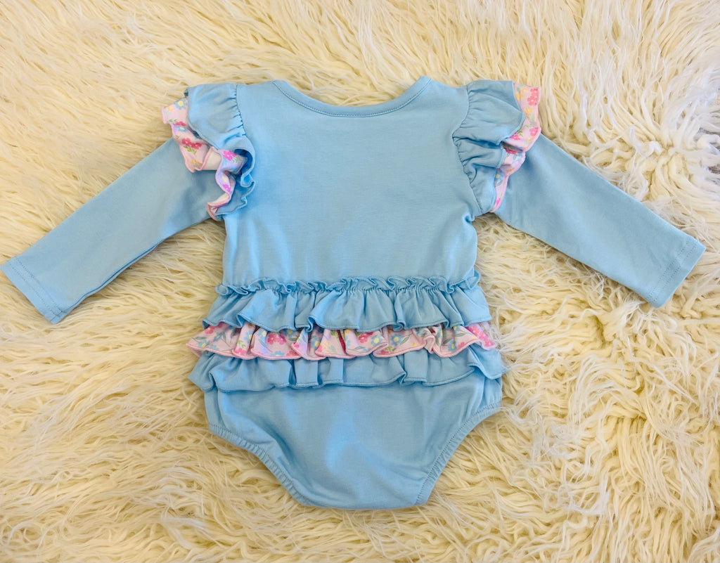 Girl’s Floral Cowgirl Boot Bubble Romper