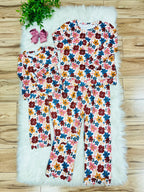 Girl’s Fall Floral Pant Outfit with Scalloped Trim
