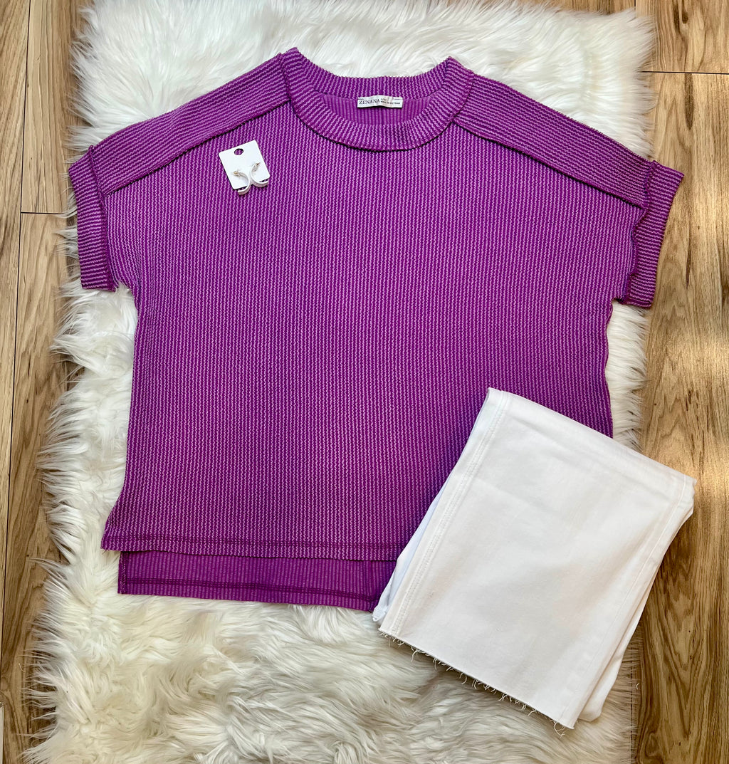 Women’s Zenana Plum Ribbed Top
