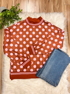 Women’s Evermmee Rust Top with Pink Polka Dots- True to Size