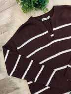 Women’s Zenana Trinity V-Neck Sweater In Chocolate - True to Size