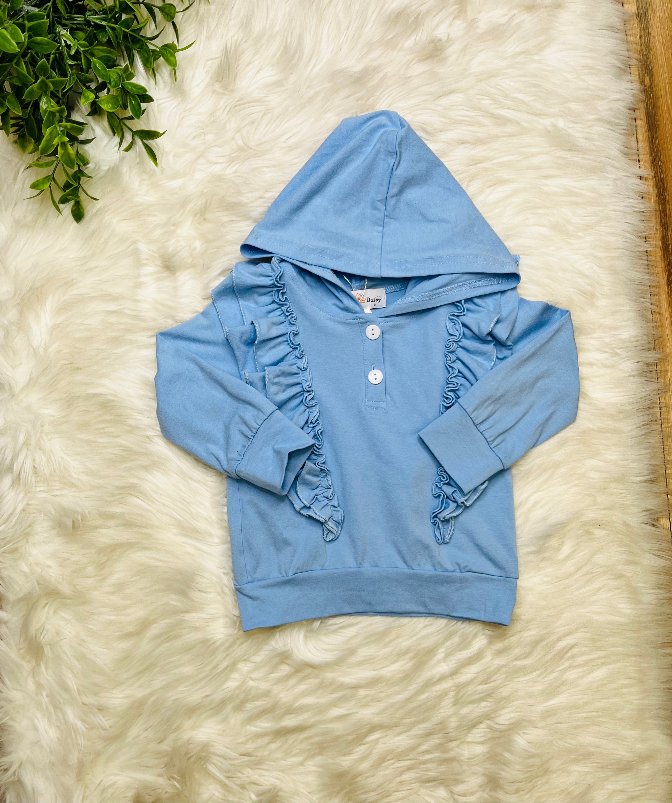 Girl’s Blue Hoodie Checkered Pant Set